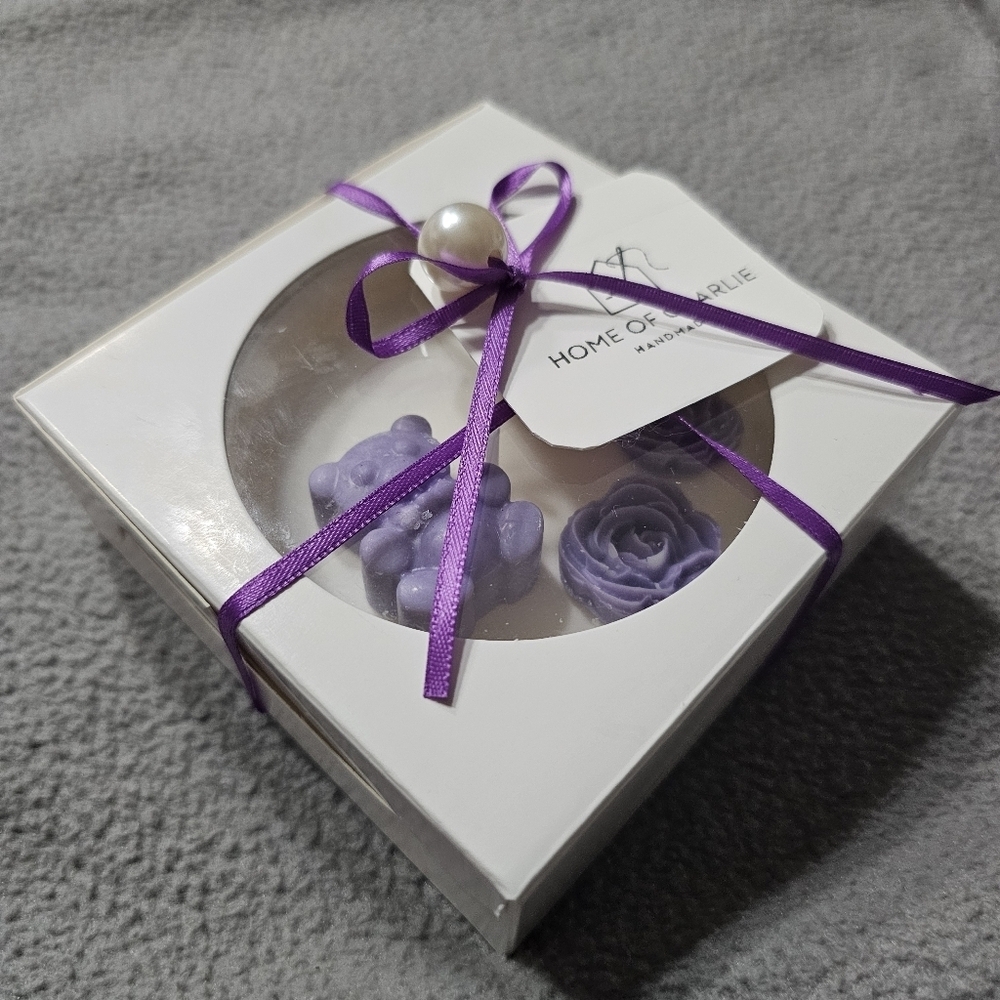 6 Handmade Purple Baby Shower Birthday Party Soy Wax Scented Candle Giveaways - Picture 2 of 12